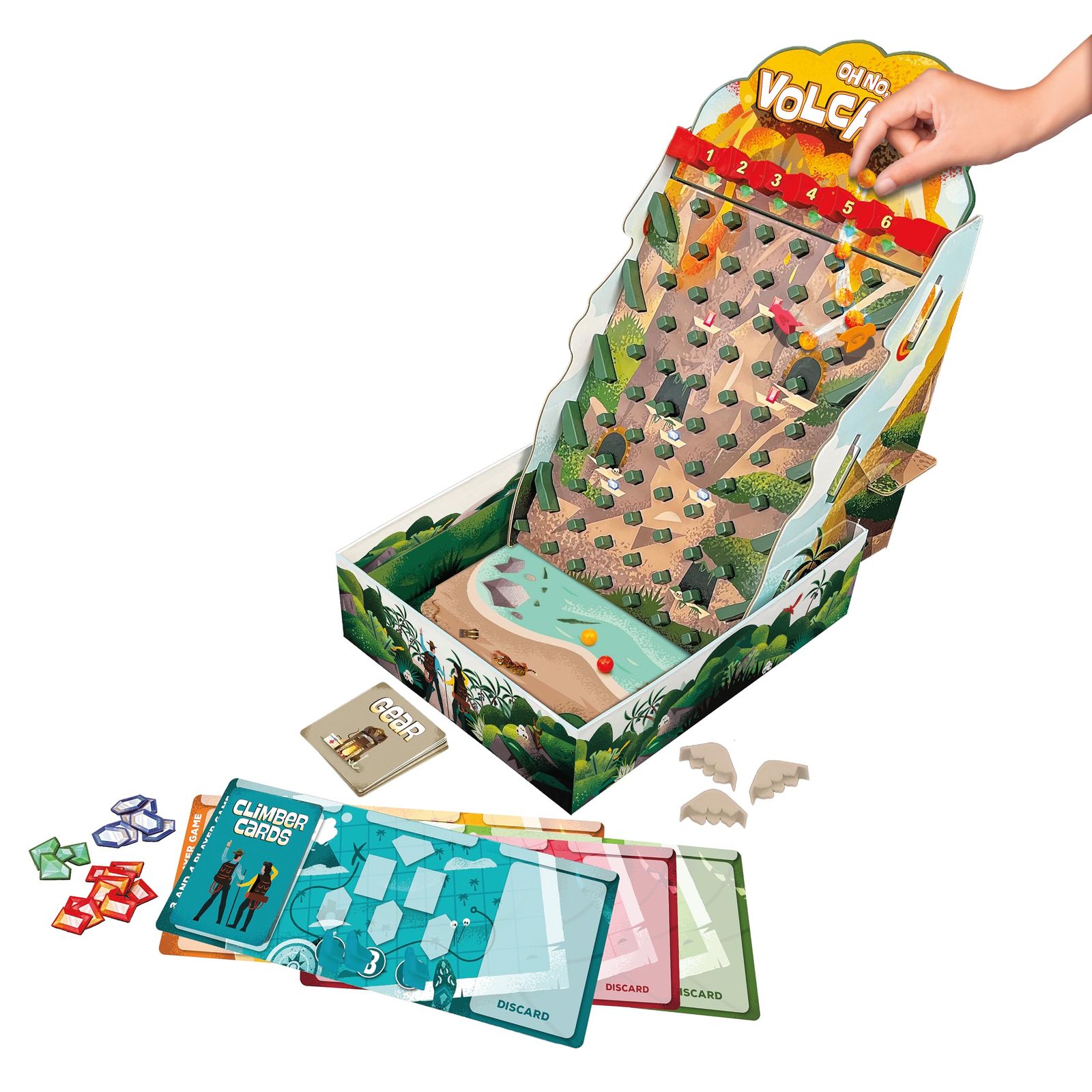 フィル・ウォーカー・ハーディング作「オー・ノー、ボルケーノ」 - バッファローゲームズのファミリーゲームナイトクラシック -  火山に登って火の玉が落ちるのを避けましょう - 対象年齢8歳以上。, image size:1600x1600