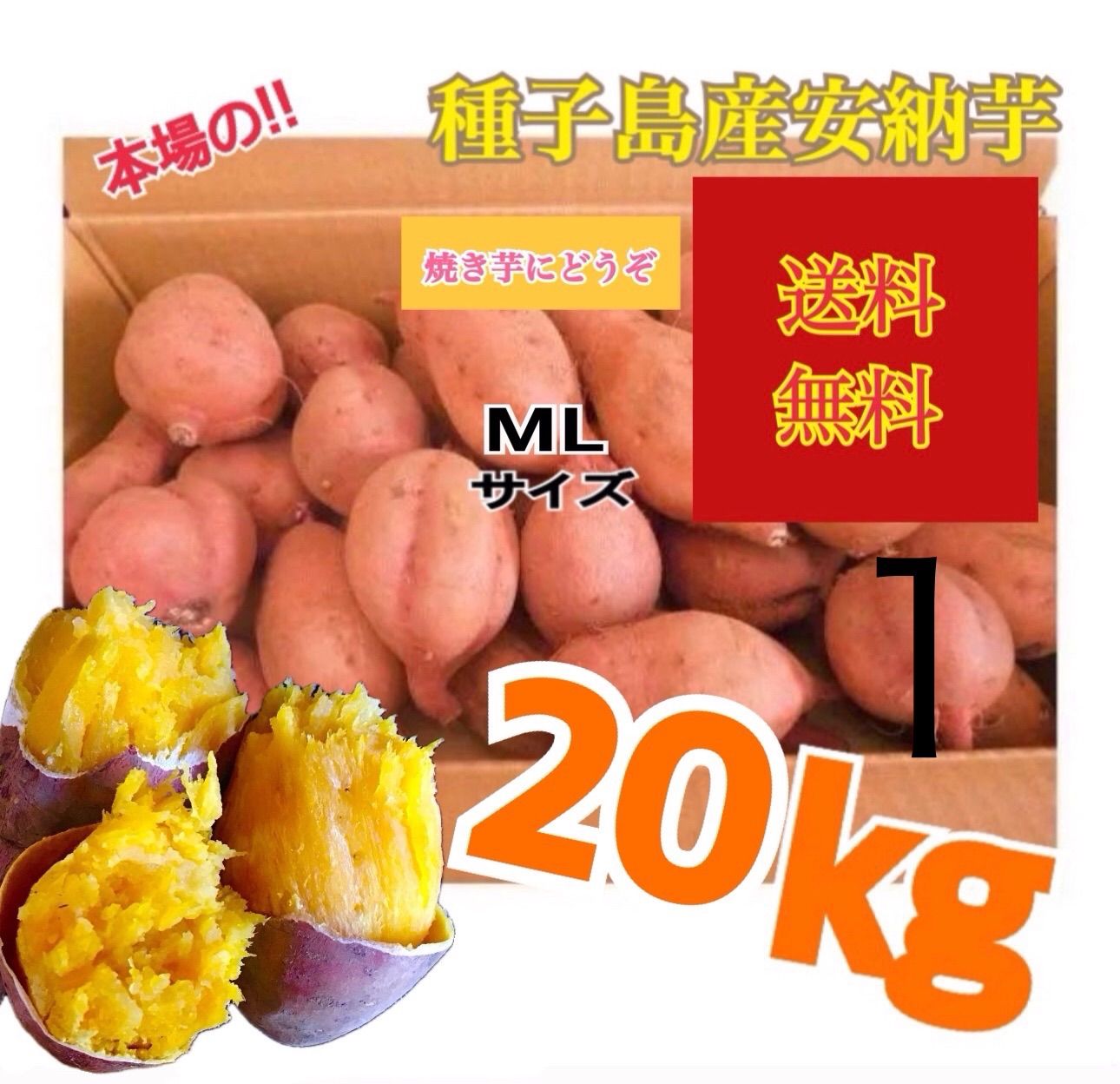 安納芋種子島産MLサイズ20kg さつまいも 安納芋 紅2025
