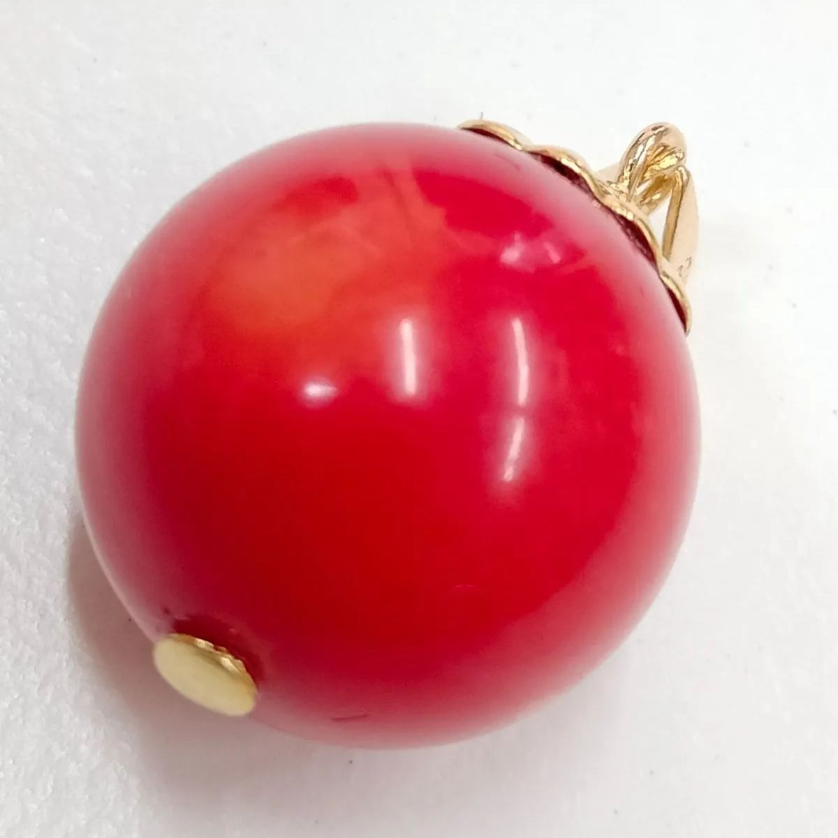 美品 天然珊瑚】K18金 赤珊瑚 ネックレス 12.1mm ペンダントトップ K18 