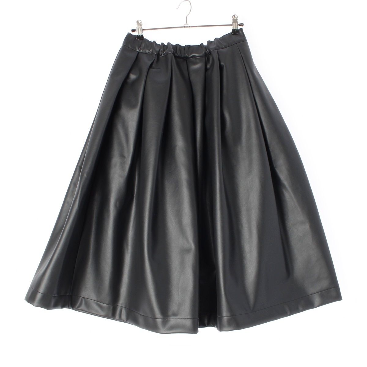コムデギャルソン AD2025 24AW フェイクレザー ドローストリングオーバー イージー スカート スカート ボトムス GN-S022 ブラック XS