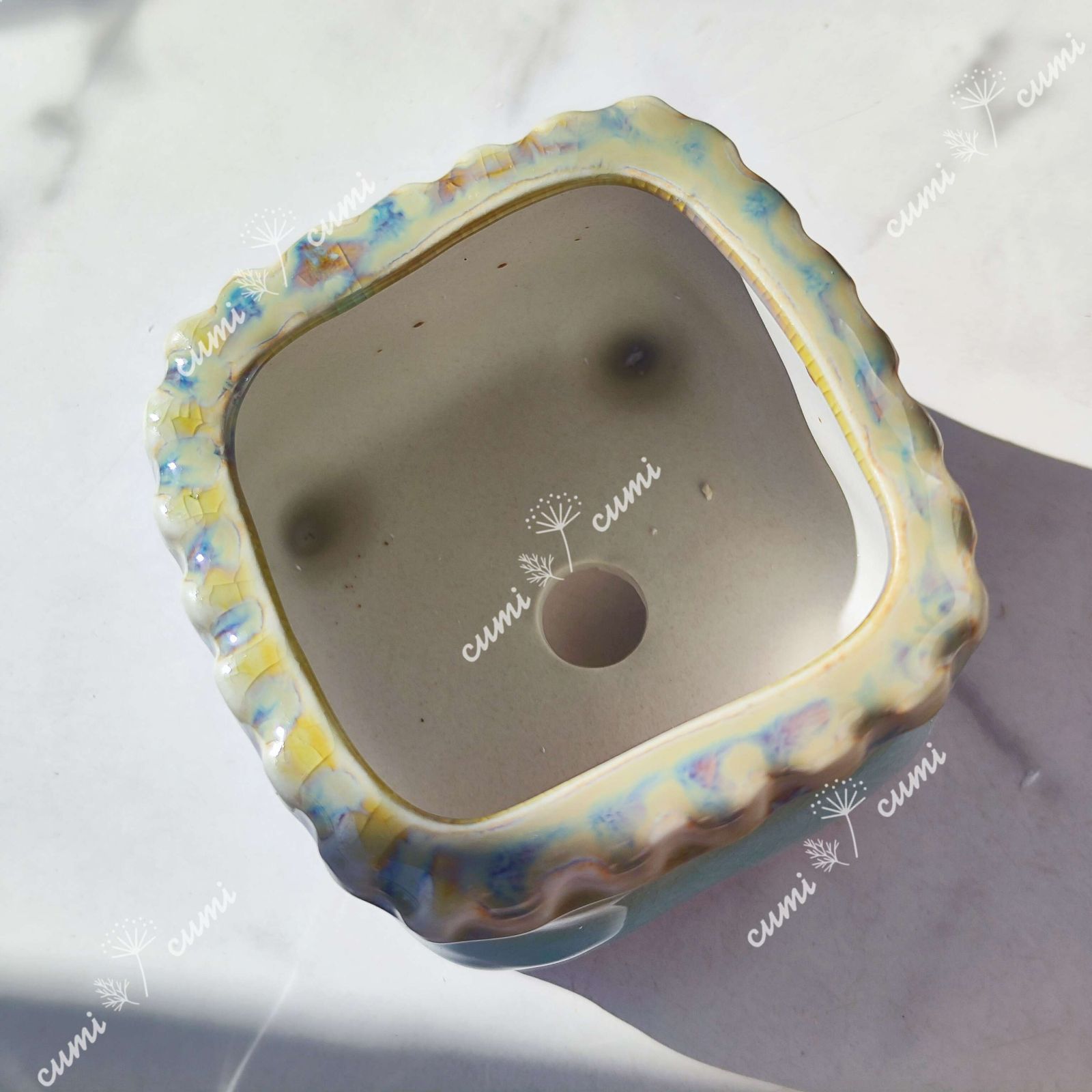 8個セット 韓国 3号 宝石 花びら 窯変 貫入 浮彫 植木鉢 室内 陶器鉢