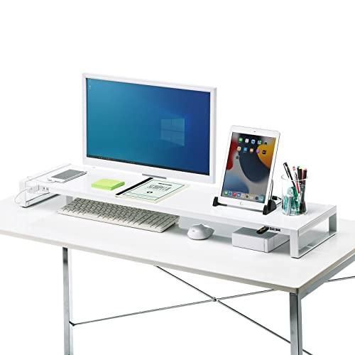 サンワサプライ 電源タップ USBハブ付き机上ラック W1000mm ホワイト MR-LC206WN