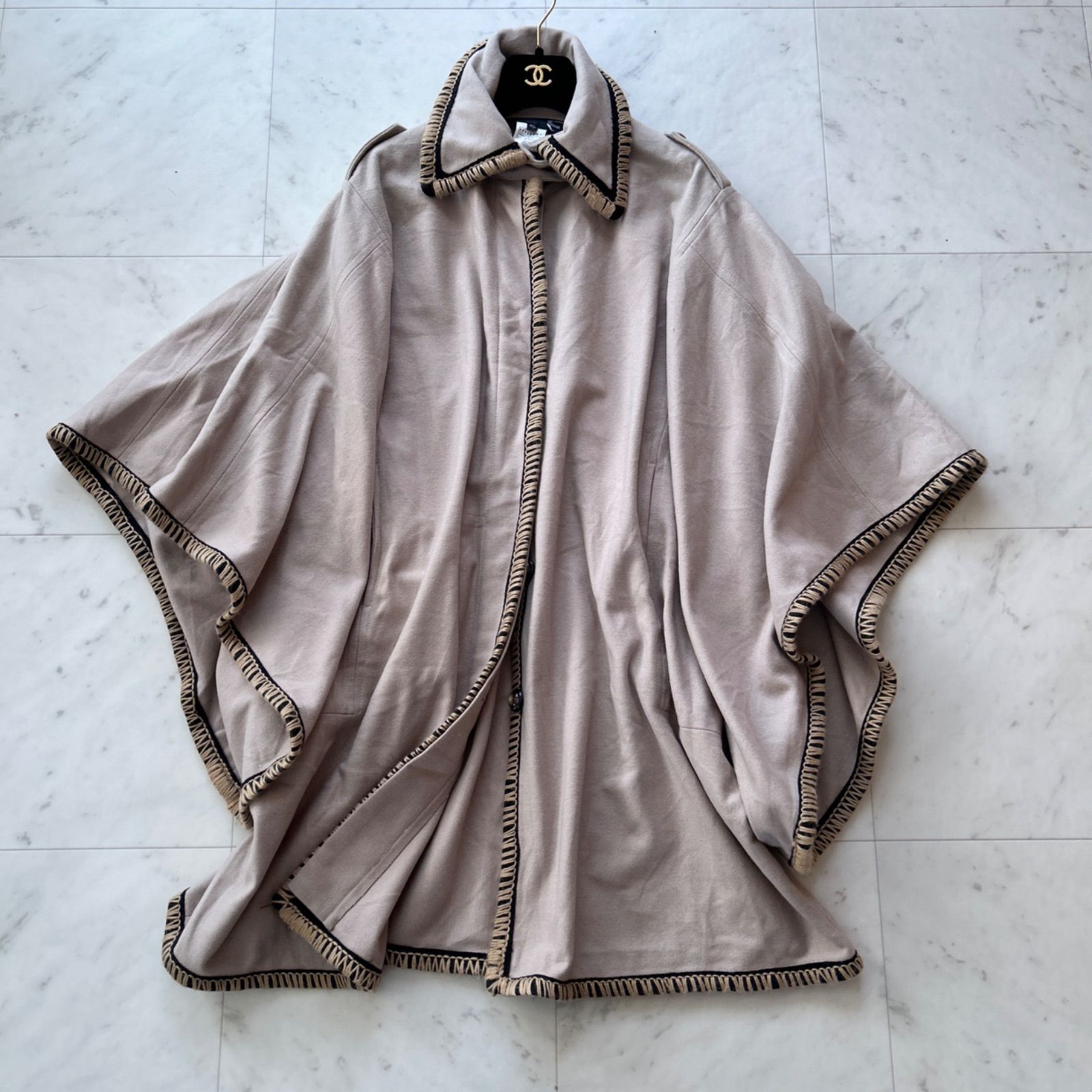 Just Cavalli ジャストカヴァリ ウール ポンチョ ケープ コート ベージュ 40