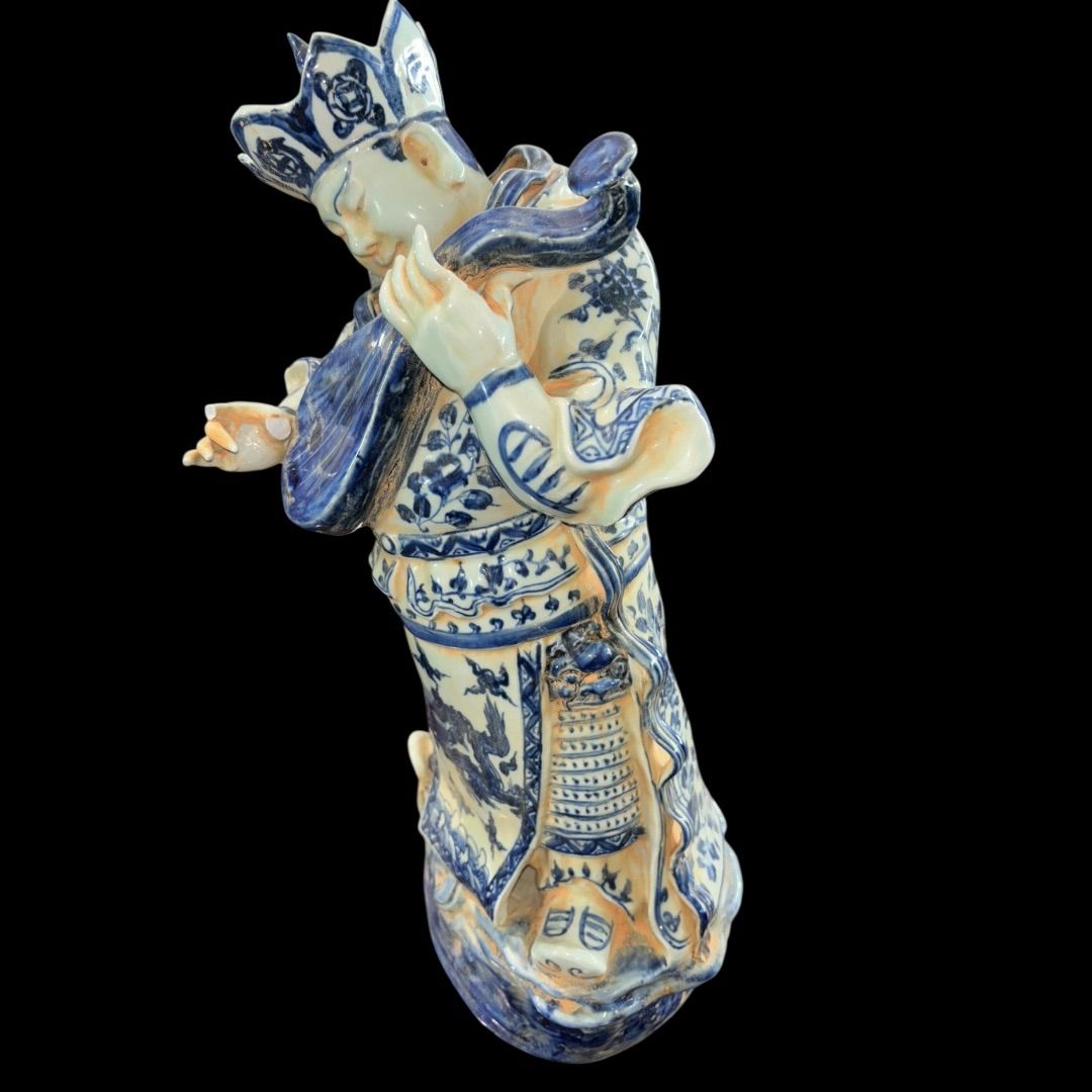 大明宣徳年製 中国雑貨 陶器 骨董品 某有名骨董市買入 中国 貴人 龍 染付 大明宣徳年製 中国美術