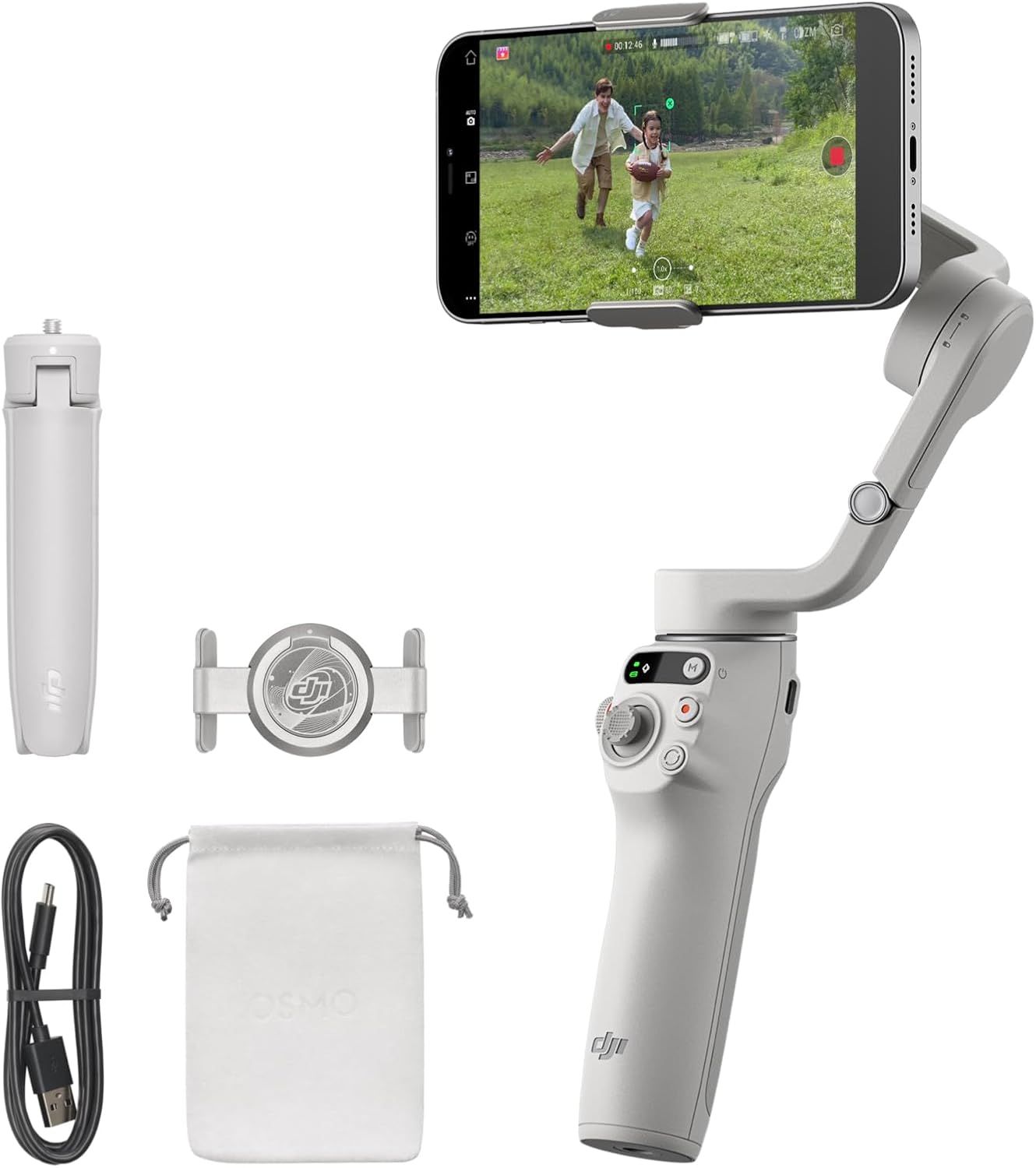 DJI ジンバル Osmo Mobile 6 プラチナグレー 機能アップグレード 3軸スマホジンバル トラッキング機能 Watchで遠隔操作 内蔵延長ロッド 携帯性＆折りたたみ設計 Android＆iPhone用ジンバル Vlogスタビライザー ＆動画