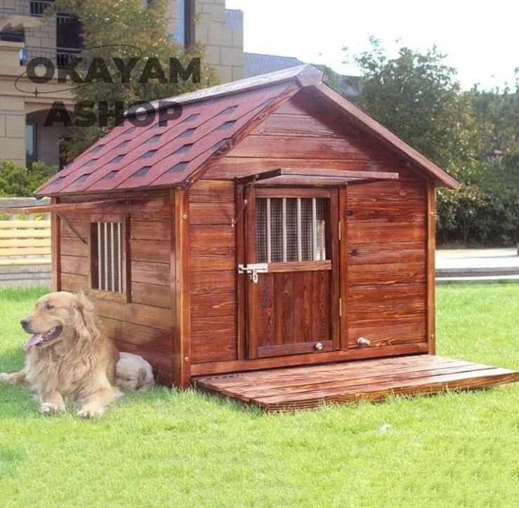 犬小屋 屋外用 大型犬 木製 犬舎 中型犬 超大型犬 屋根 ドア付き 大型屋外犬小屋 犬用ハウス 通気性 暖かい 全天候型 日焼け対策 防風 雨除