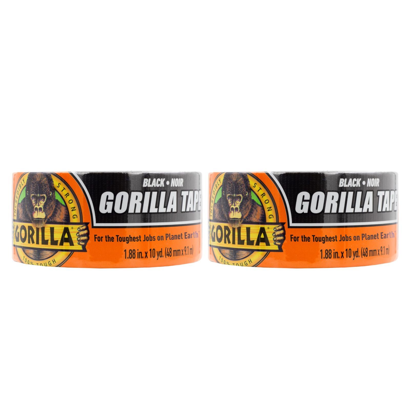 Gorilla Tape、ブラック ダクトテープ、1.88インチ x 12ヤード、ブラック 2 Pack 6012110 2