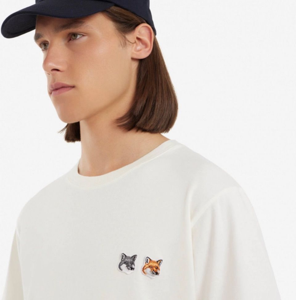 MAISON KITSUNE◇BU00103KJ0008男女共用 半袖T DOUBLE FOX HEAD