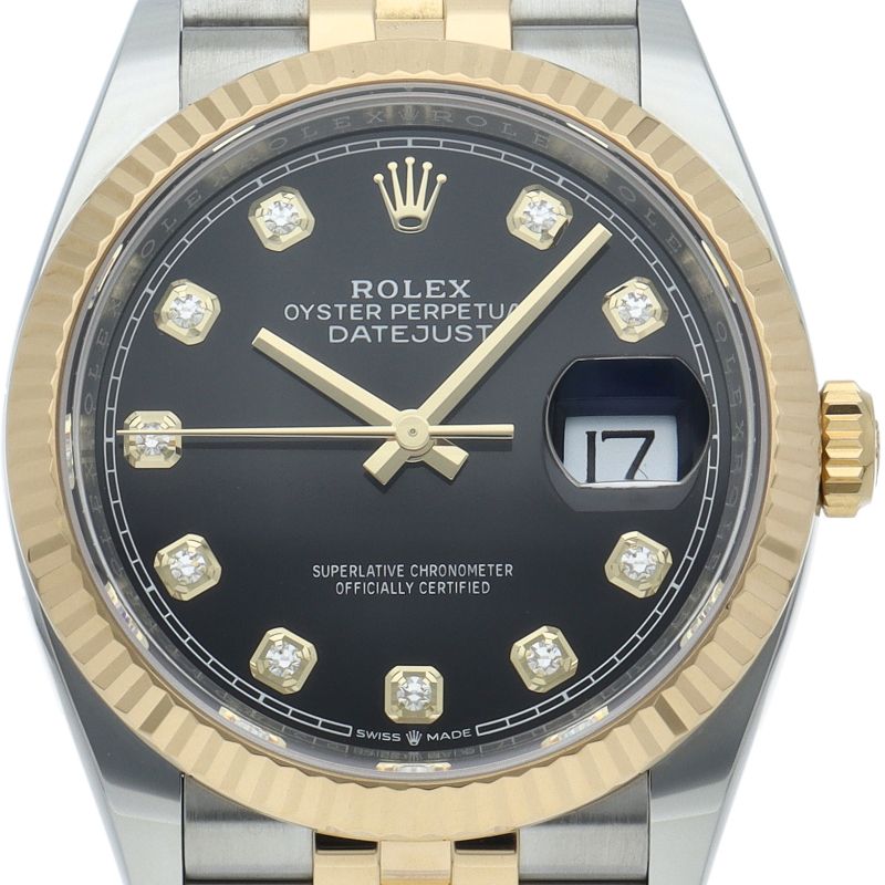 ロレックス デイトジャスト36 メンズ時計 10Pダイヤ OH済 126233G 箱  