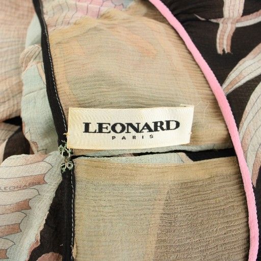 レオナール LEONARD ワンピース ロング 半袖 リボンベルト 花柄 絹