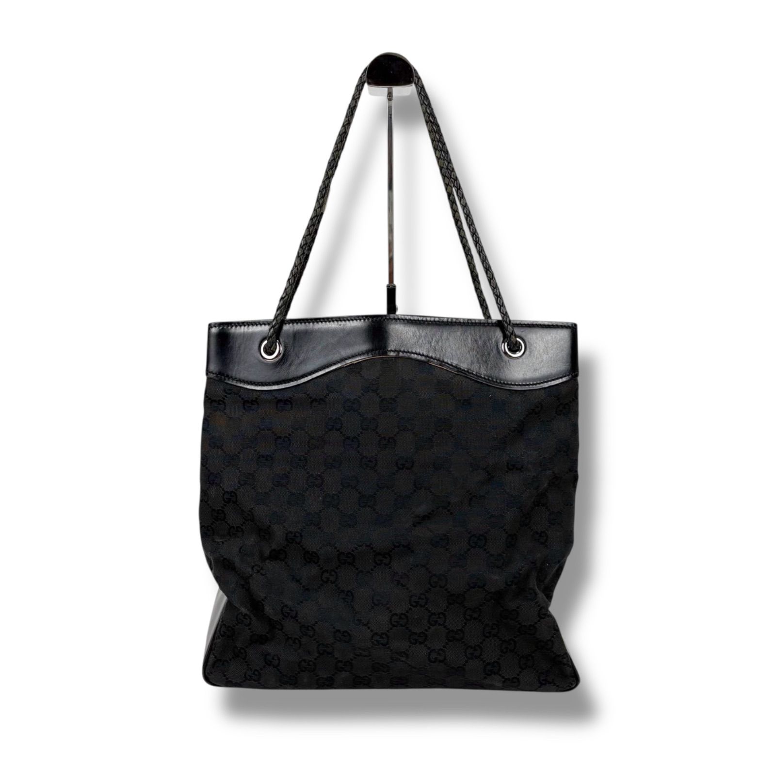 GUCCI グッチ GGキャンバス レザーショルダーバック ブラック 2way GGキャンバス ショルダーバッグ PVC レザー ブラック グッチ – RECLO
