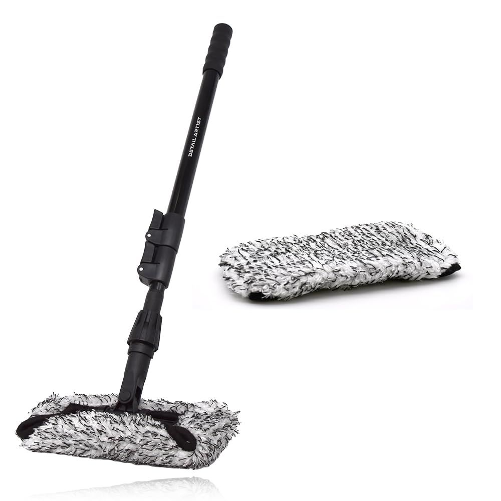 DETAIL ARTIST ARTIST WASH POLE 伸縮自在でルーフの洗車に最適 洗車ブラシ マイクロファイバーパッド アルミニウム 軽量設計 丈夫で使いやすい ディテールアーティスト 本体 交換用パッド