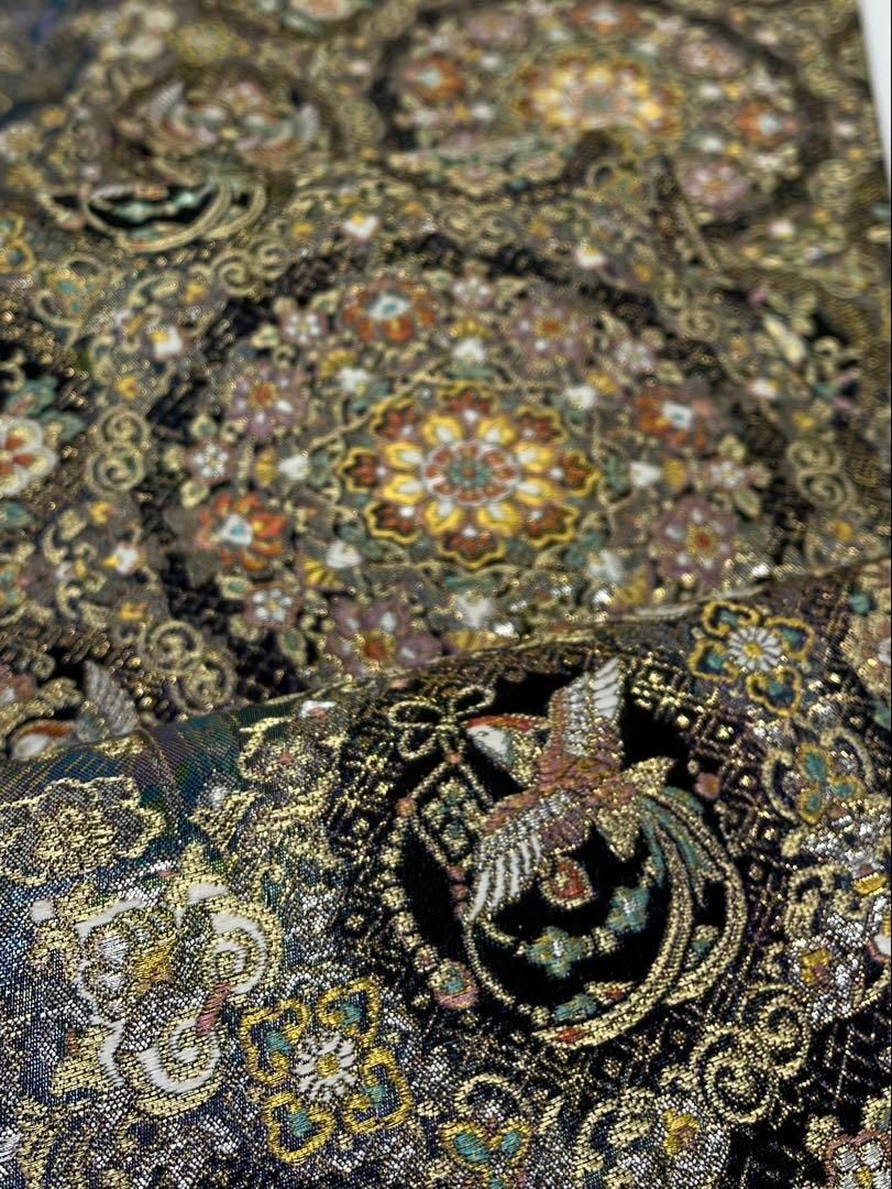 煌彩 西陣織 袋帯 鳳凰 鳥 正倉院文 金糸 七色 正絹 六通