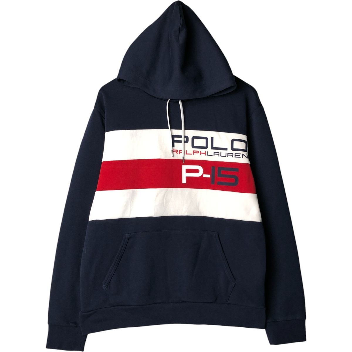 美品　ポロラルフローレン　プルオーバーパーカー　星条旗　デカロゴ  赤　M 古着 ラルフローレン Ralph Lauren POLO RALPH LAUREN 星条旗柄
