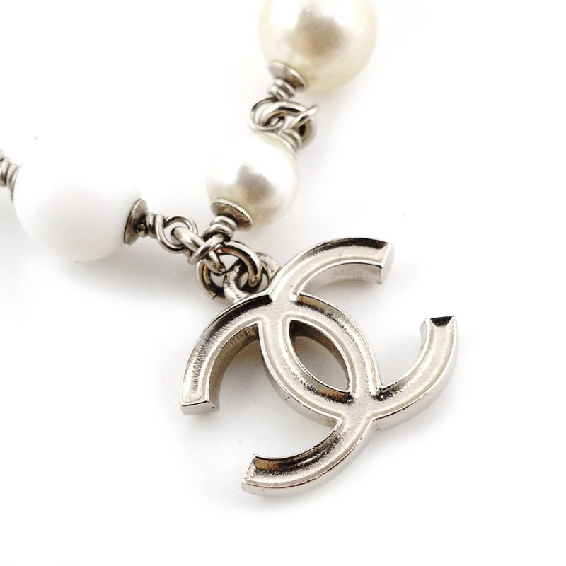 シャネル CHANEL ブレスレット シルバー×ホワイト CCロゴ