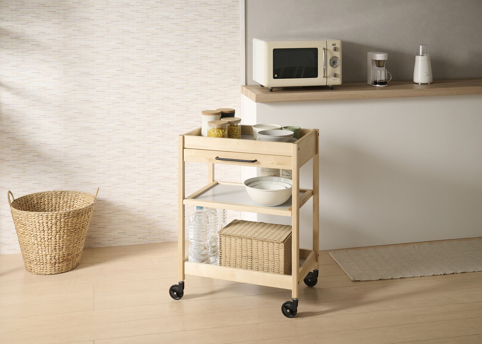 新品未使用品 オフィスワゴン TORE-3H 弘益 木製ワゴン トーレワゴン