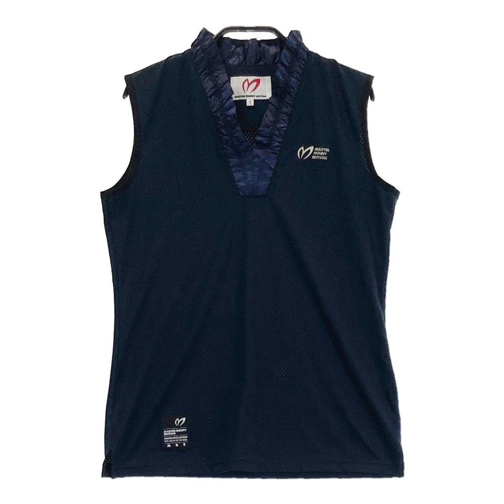 サイズ 0 MASTER BUNNY EDITION マスターバニーエディション モデル Vネック ノースリーブシャツ ロゴ刺繍 ネイビー系 240101244977 ゴルフウェア レディース ストスト