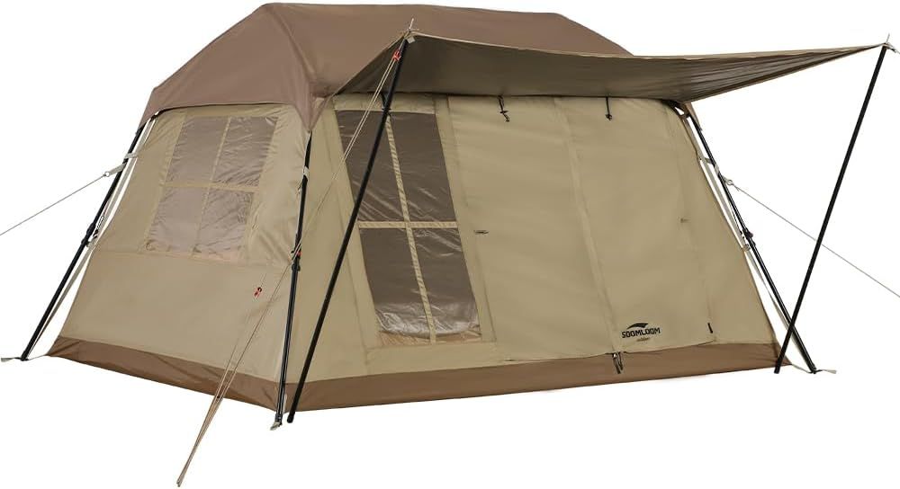 Soomloomロッジ型テントCozy Cabin小屋タイプ軽量化テントPU3000mm日除けシェルター 快適さ 防風|防雨|UVカット|通気 家庭|カップルキャンプ|アウトドアキャノピー