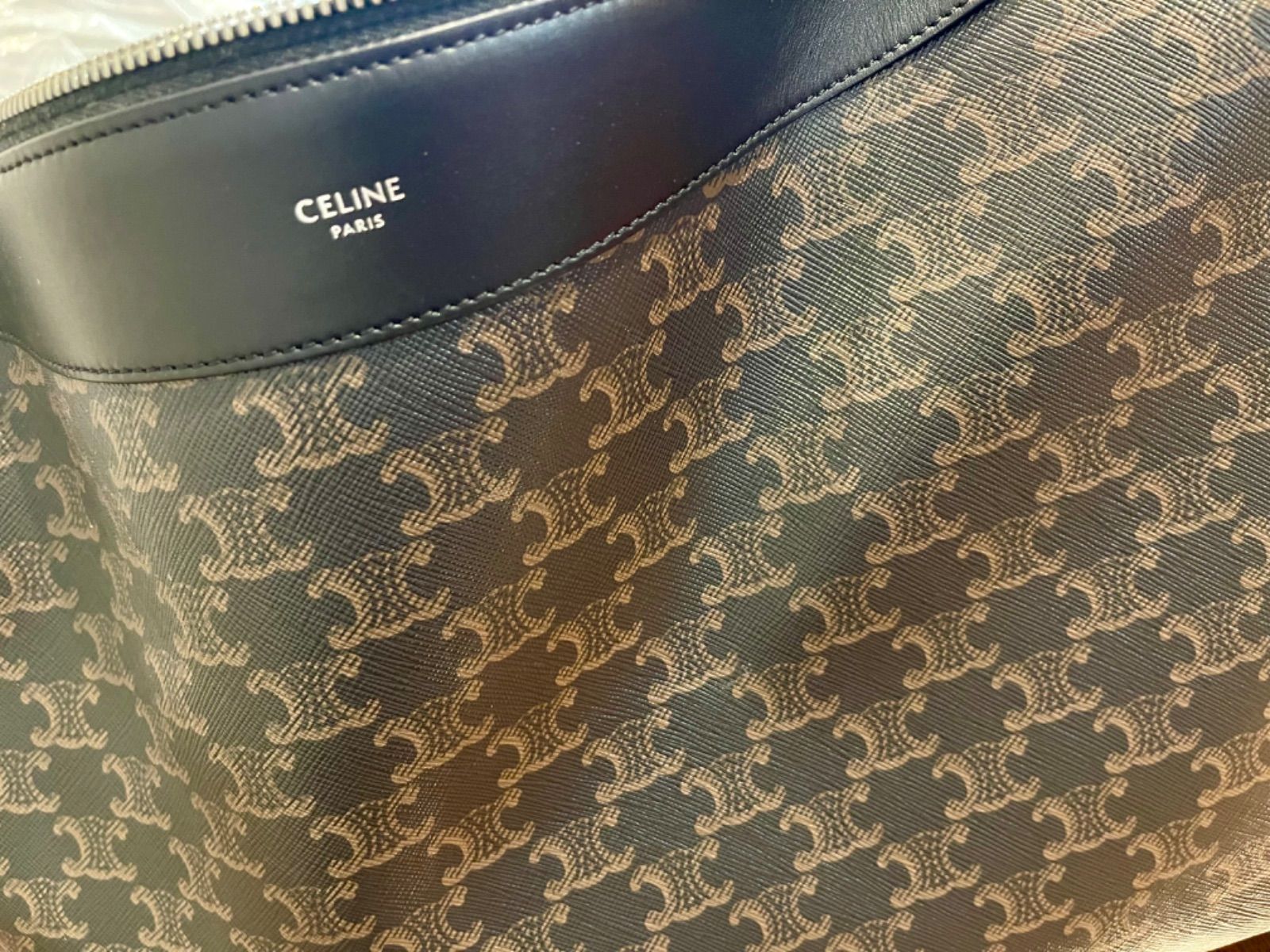 CELINE ラージ ストラップ ロミー / トリオンフキャンバス & カーフ スキン ブラック セリーヌ