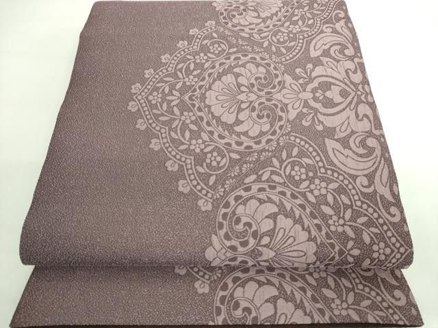 平和屋着物□極上 両面 全通柄袋帯 名物裂横段文 二重織 逸品  