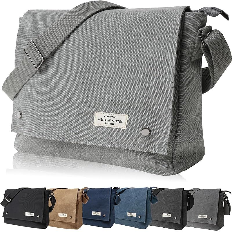 [MELLOW NOTES] [メローノーツ] ショルダーバッグ メンズ ショルダー バッグ 肩掛け メッセンジャーバッグ YKK 斜めがけ 帆布 キャンバス a4 シンプル カジュアル 人気 (スカイグレイ) 0