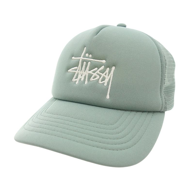 STUSSY オリーブ色 刺繍キャップ STUSSY ステューシー ロゴ刺繡 トラッカーキャップ メッシュ