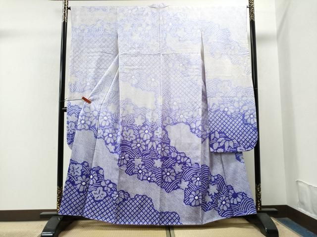 平和屋着物○豪華振袖 総絞り 舞花文 暈し染め 正絹 逸品 CAAS7575yc