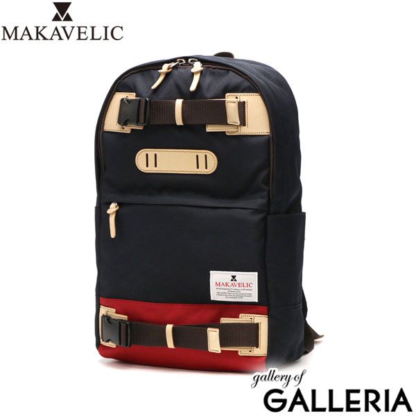 正規品1年保証 マキャベリック リュック 大容量 シンプル MAKAVELIC バックパック 軽い B4 A4 23L PC収納 撥水 3123-10104 DARKNAVYxRED