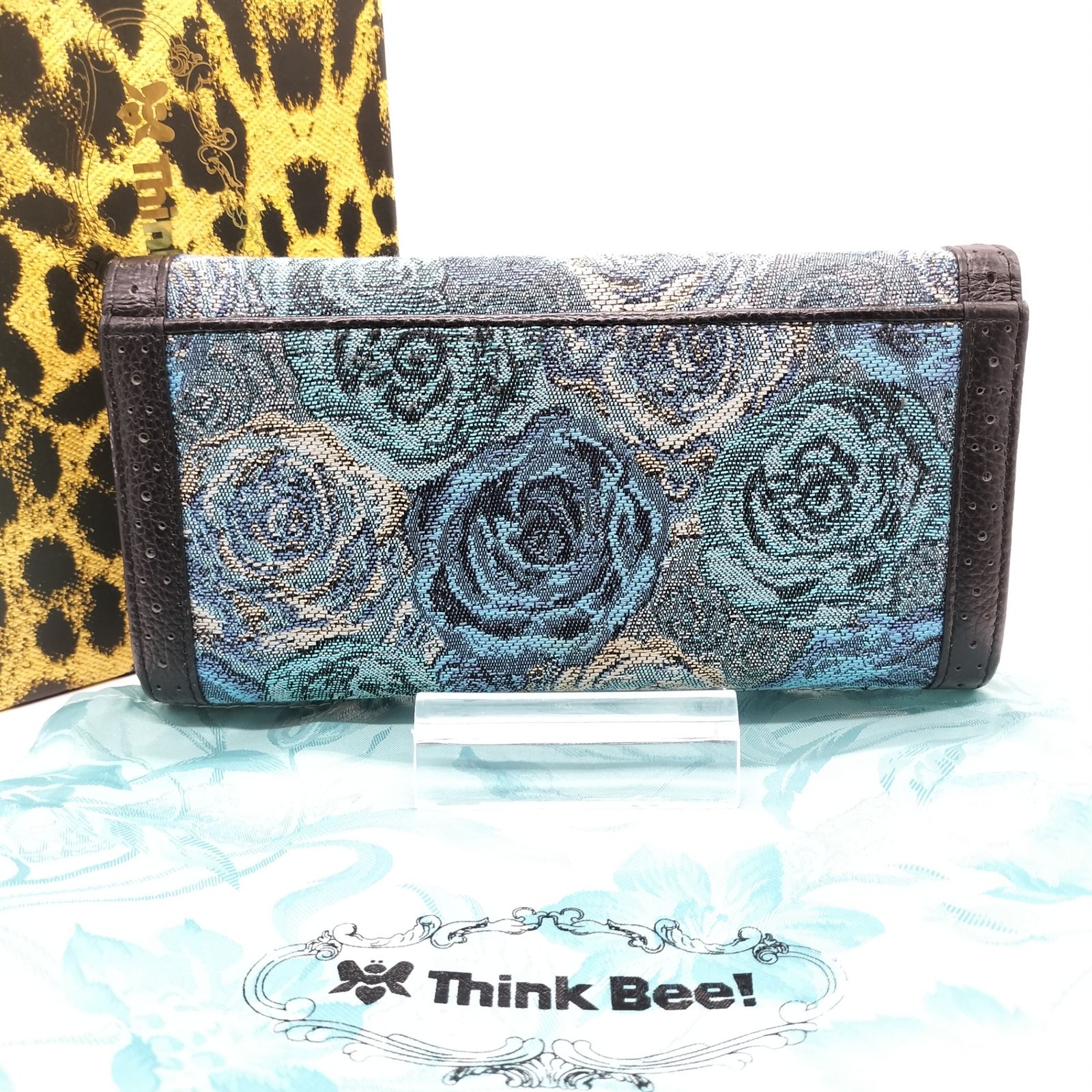 美品】Think Bee! ネバーエンディングブルーローズ 長財布 クロコ 