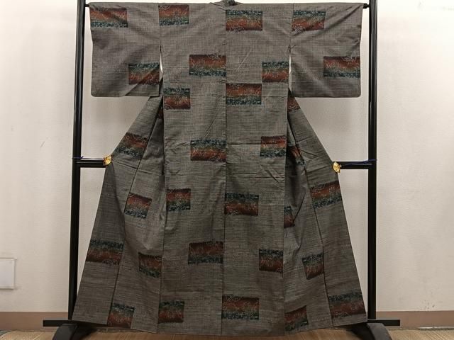 平和屋着物＃羽織 紬地 枝花文 銀彩 正絹 逸品 未使用 CAAX7862ua