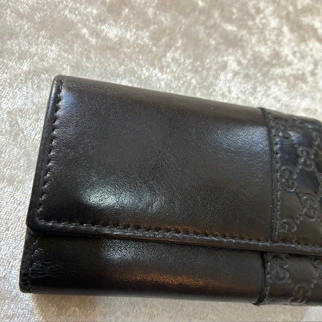グッチ GUCCI GGシマレザー ブラックレザー6連キーケース