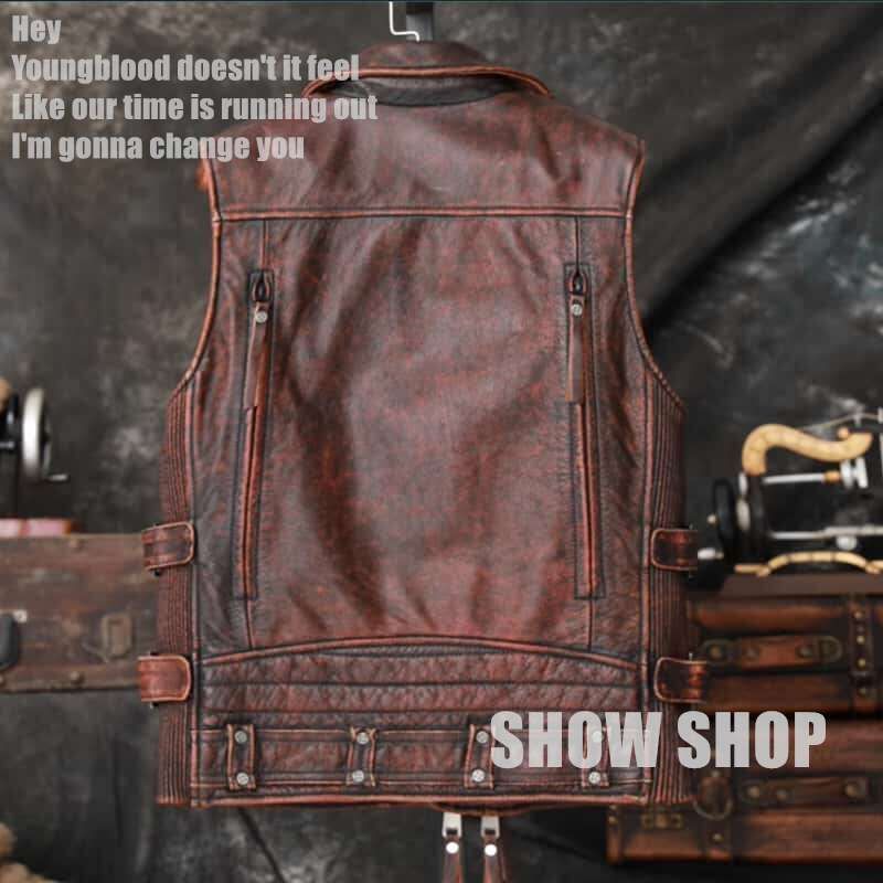 美品 メンズファッション 上質牛革ヴィンテージ加工 カウハイド レザー 