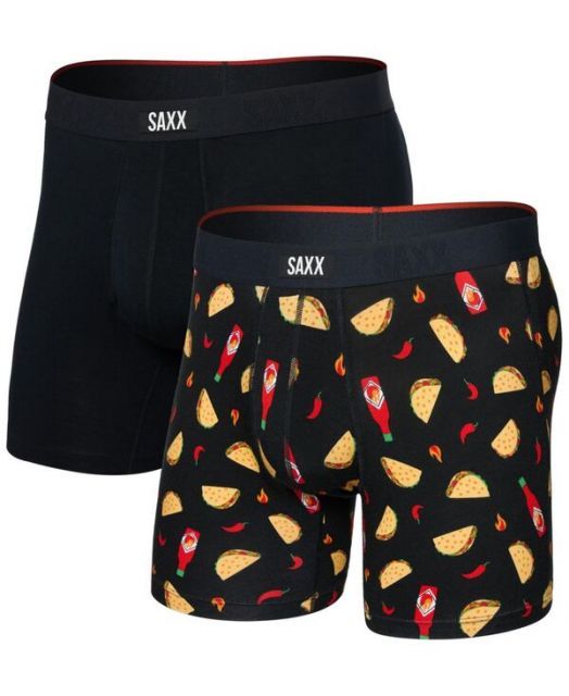 送料無料 サックス メンズ ボクサーパンツ アンダーウェア Men s Vibe Xtra Soft Comfort 2-Pk Boxer Briefs Flamin Hot|black