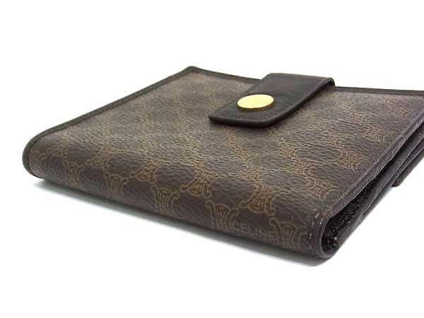 ▪️CELINE ブラック　ブラウン　マカダム　柄　折りたたみ財布 CELINE セリーヌ 財布 マカダム柄 二つ折り財布 - ブラウン系