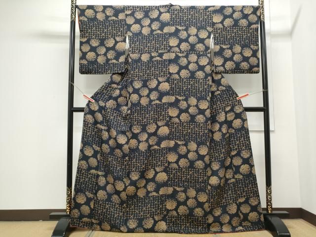 平和屋着物□上質な小紋 枝葉文 金彩 正絹 逸品 AABA3554fw