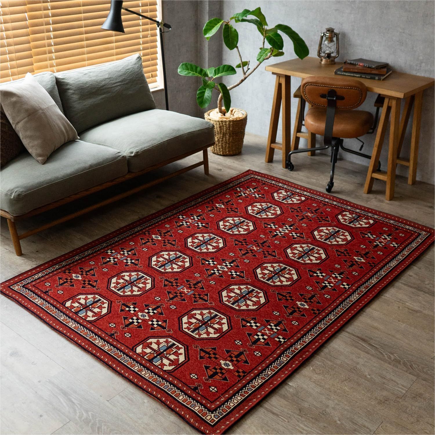 【新着商品】カルド ボハラ サヤンサヤン トルクメン風 ラグ カーペット 90×140 レッド ゴブラン織り