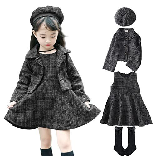 140_グレー (4点セット) [WUOWU] ワンピース 子供 用 女の子 ワンピース キッズ 子供服 フォーマルワンピース ガールズ ワンピース 発表会 ワンピース 可愛い 入園式 入学式 七五三 お姫様 ワンピ