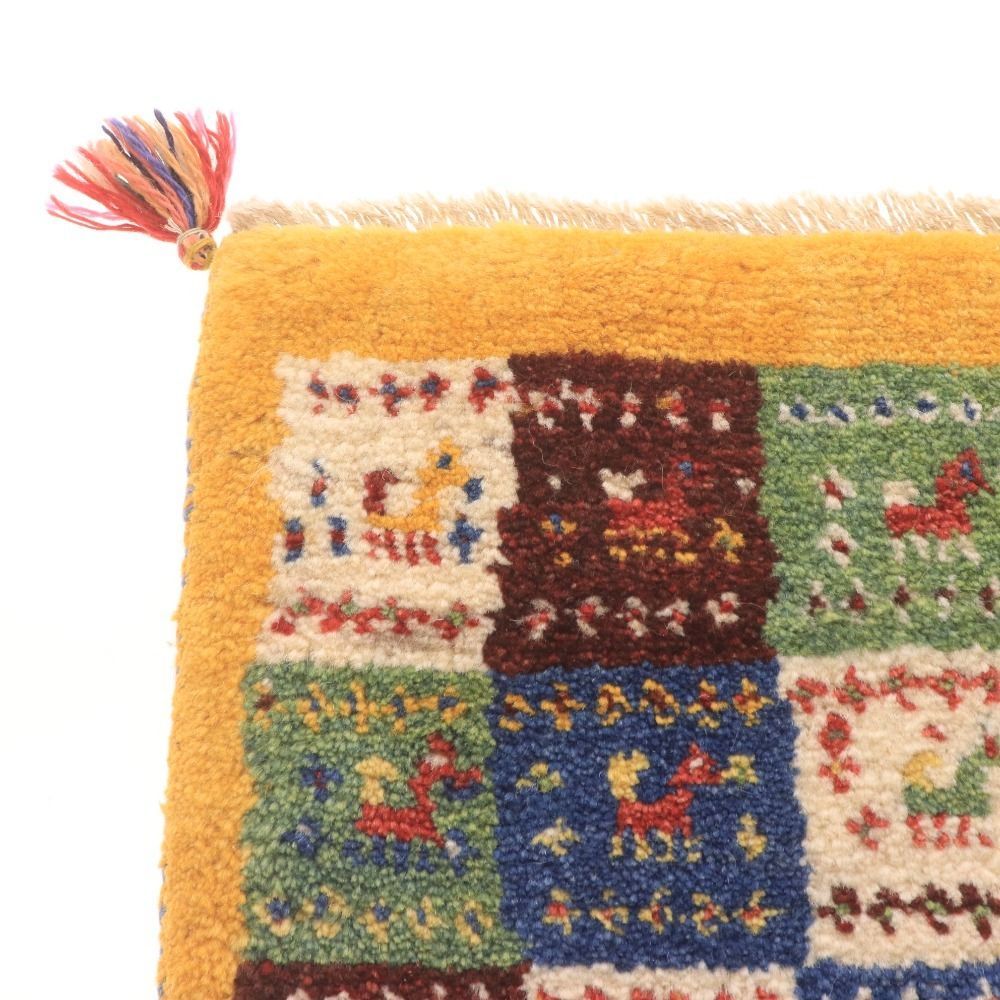 ギャッベ ギャベ チェアマット 22-5876 ペルシャ 天然ウール 手織り 耐久性 イラン シラーズ産 37×42 マルチ