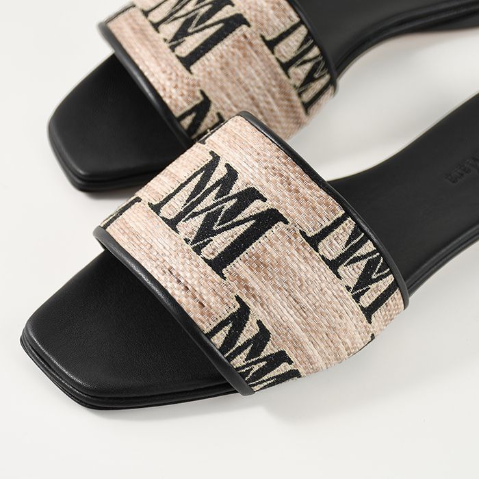 MAX MARA ロゴ ジャカード ラフィア風 スライドサンダル Max Mara マックスマーラ サンダル LOGOSLIDE ジャカード