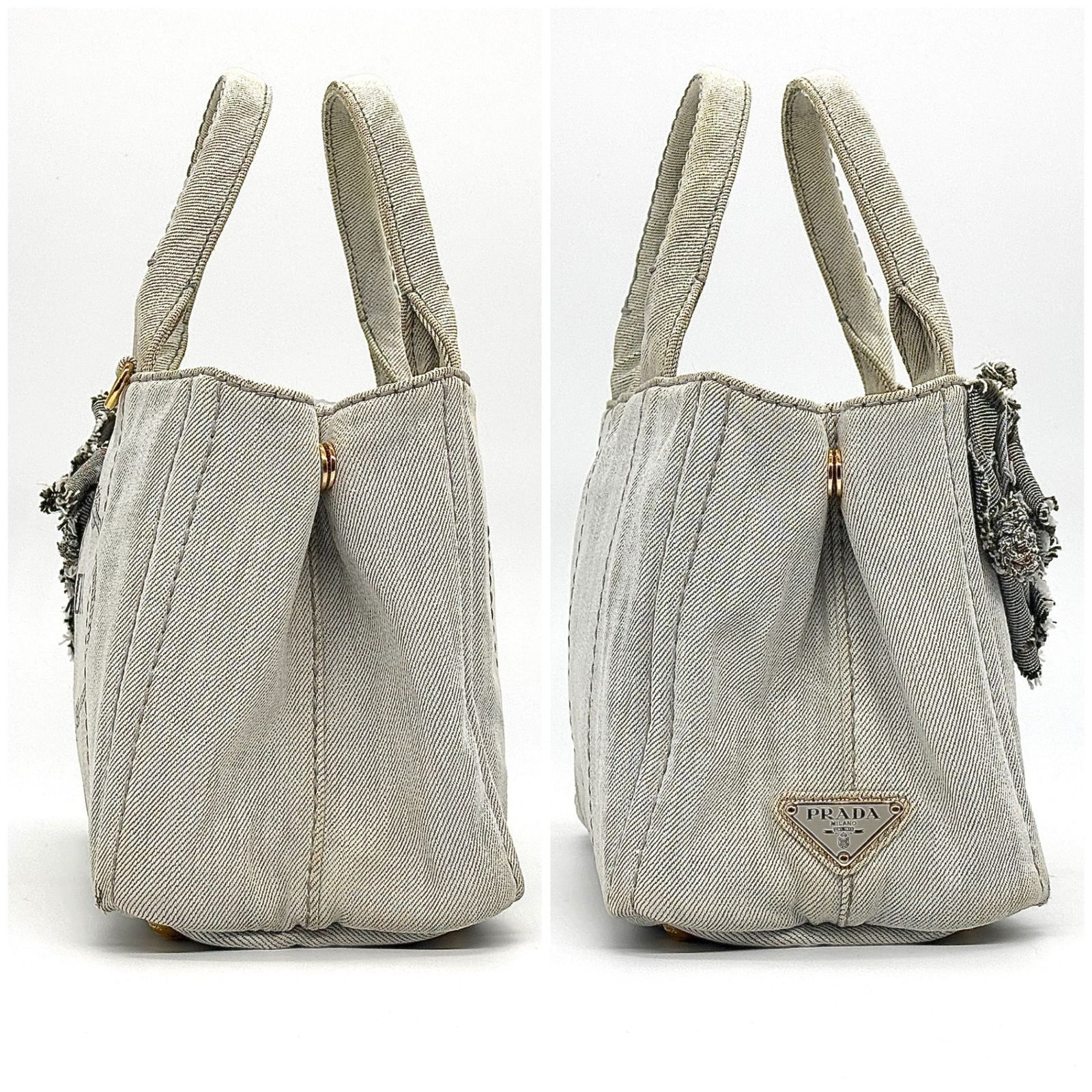 PRADA グレー キャンバス バッグ
