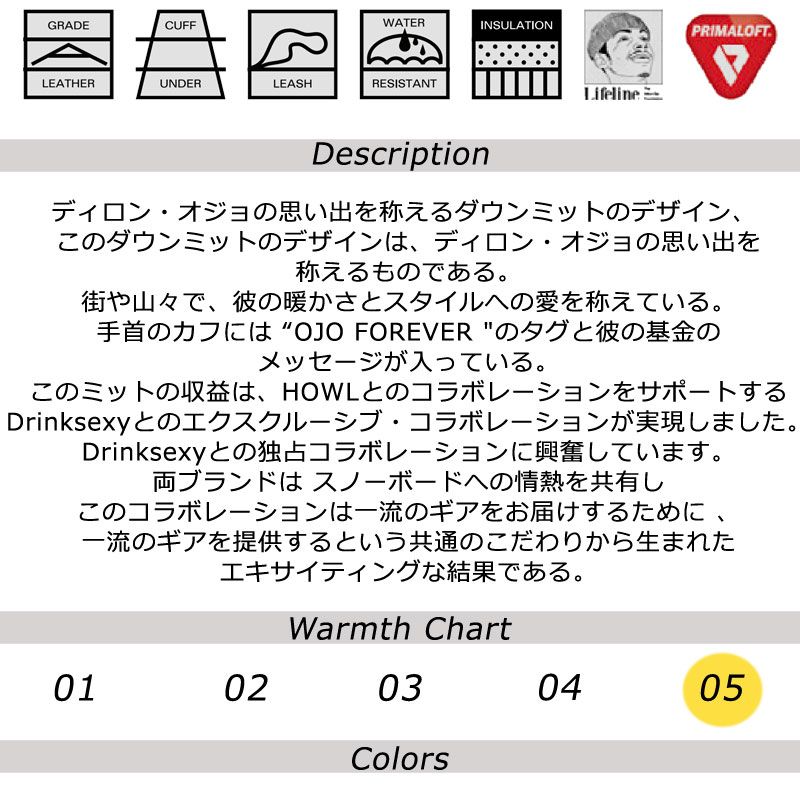24-25 HOWL/ハウル DOWN 良い mitt ミトングローブ 手袋 メンズ