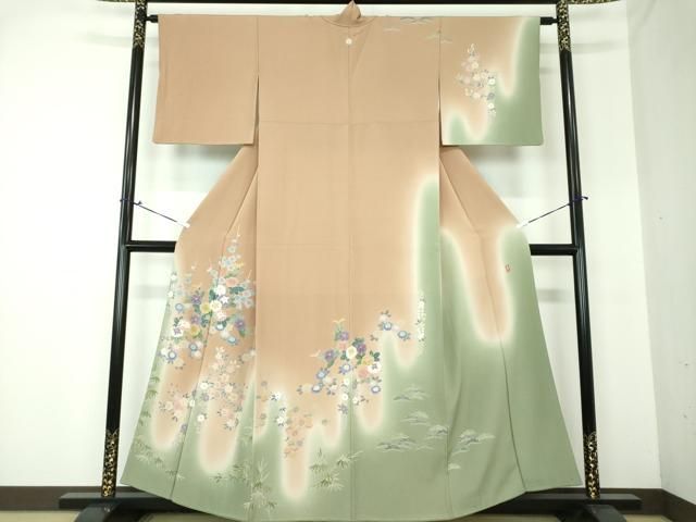 平和屋着物○十日町 加賀草木友禅の第一人者 田村哲彦 訪問着 壺垂れ  