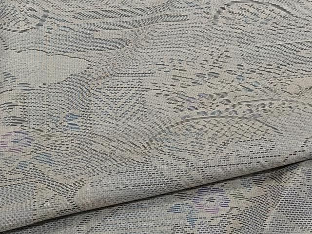 平和屋着物▽本場大島紬 草木色泥染 単衣 風景花文 大山謹製 証紙付き