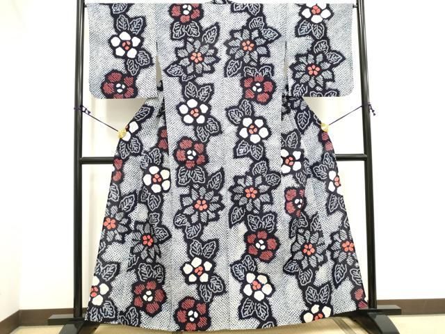 平和屋着物∴夏物 浴衣 有松鳴海絞り 草花文 綿 逸品 DAAV7058cd  