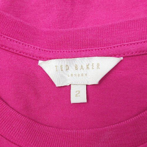 TED BAKER ノーカラージャケット ピンク サイズ0 Ted Baker Pink Sweater With Embellished White Flower Collar