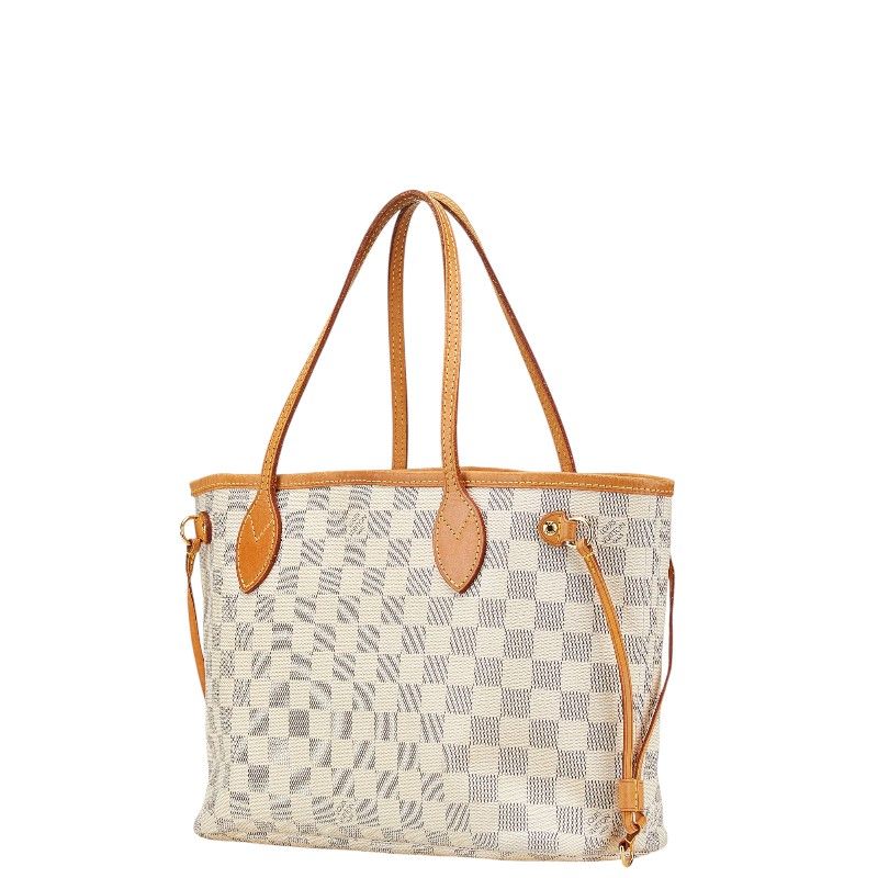 ルイヴィトン ダミエ アズール ネヴァーフルPMホワイト トートバッグ