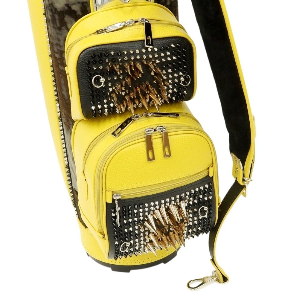 【中古】【未使用】ボンジャポネ BONJAPONE × KOYAMA GOLF BAG FACTORY PUNK レザー スタッズ ゴルフバッグ シルバーxイエロー系【ユニセックス】 中古】【未使用】ボンジャポネ BONJAPONE × KOYAMA GOLF BAG