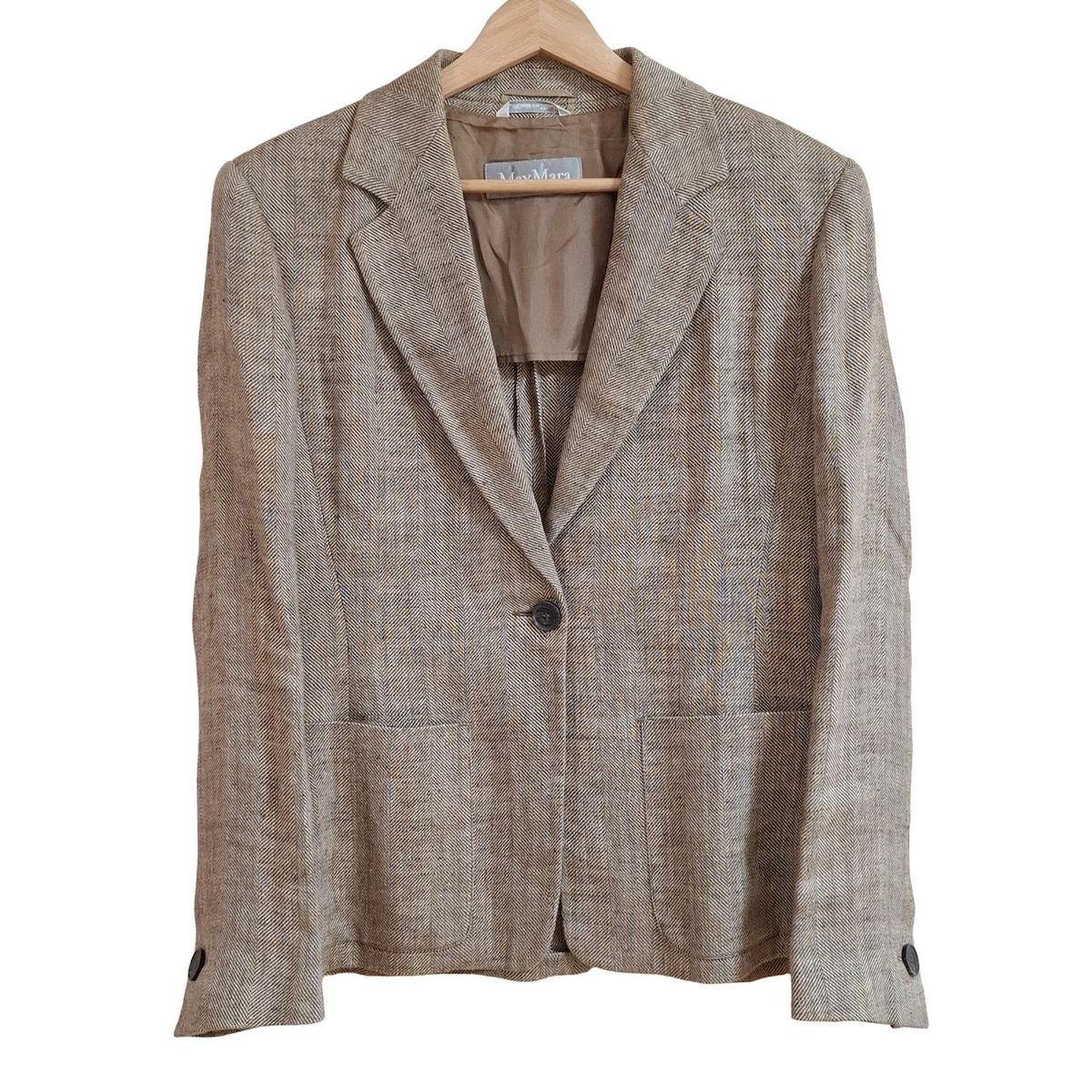 マックスマーラ」麻のベージュジャケット イタリアmade マックスマーラ