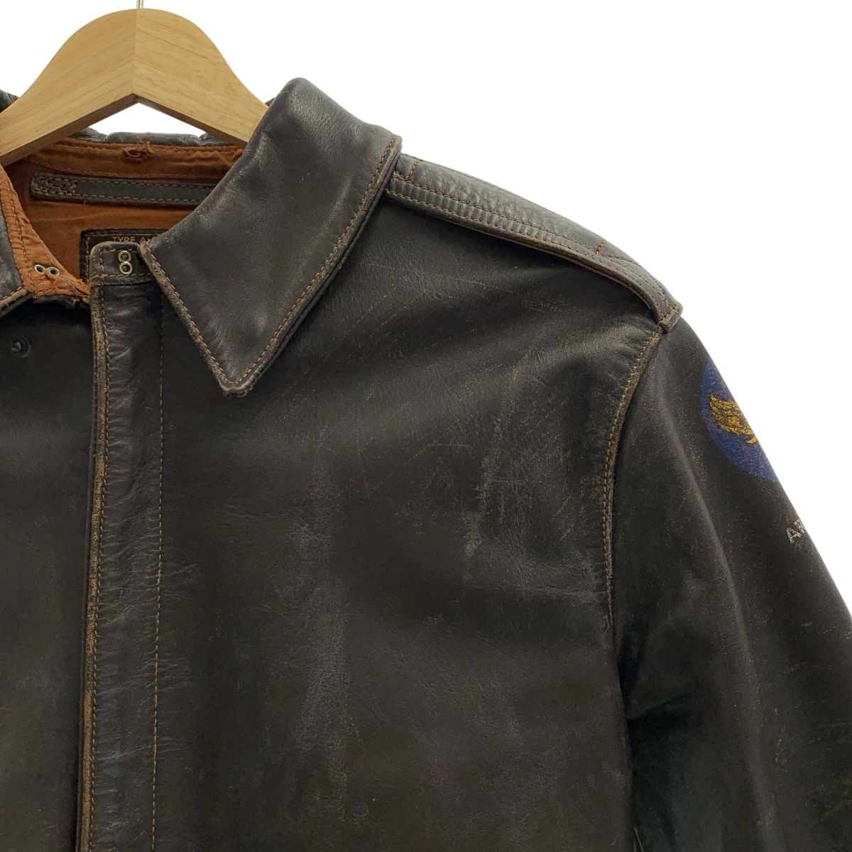 VINTAGE ヴィンテージ古着 EASTHAN LEATHER A-2 TALON ZIP レザージャケット 総裏地 34 ダークブラウン メンズ
