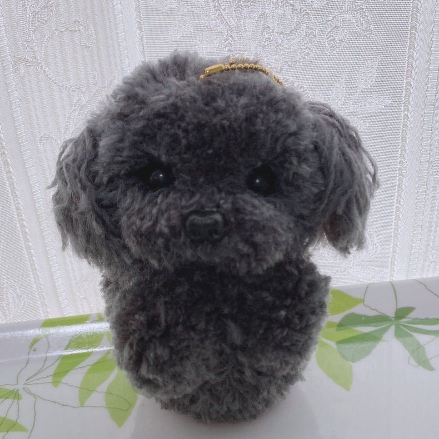 メルカリshops トイプードル グレー 二頭身 犬ぽんぽん 羊毛フェルト
